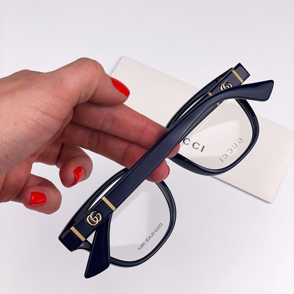 GUCCI GG0764O 003 Eyeglasses Dark Blue Square Women - Picture 3 of 9